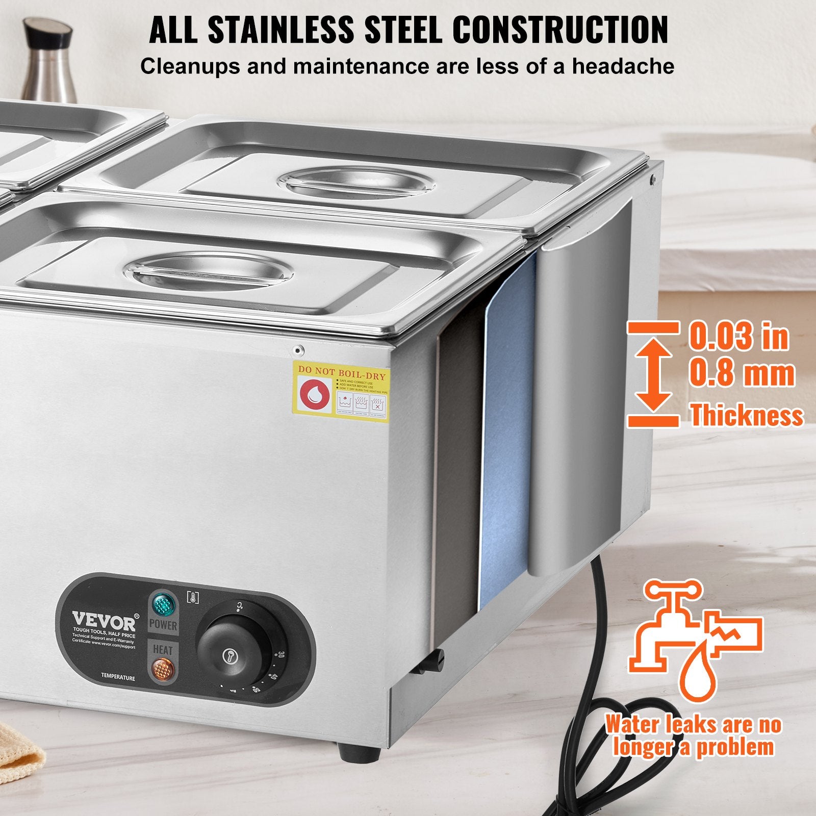 Commercial Electric Food Warmer Countertop Buffet 4*12 Qt Pan Bain Marie