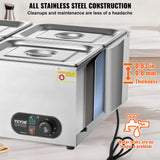 Food Warmers & Chafing Dishes: VEVOR Commercial Electric Food Warmer Countertop Buffet 4*12 Qt Pan Bain Marie