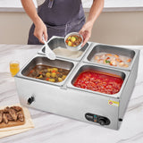 Food Warmers & Chafing Dishes: VEVOR Commercial Electric Food Warmer Countertop Buffet 4*12 Qt Pan Bain Marie