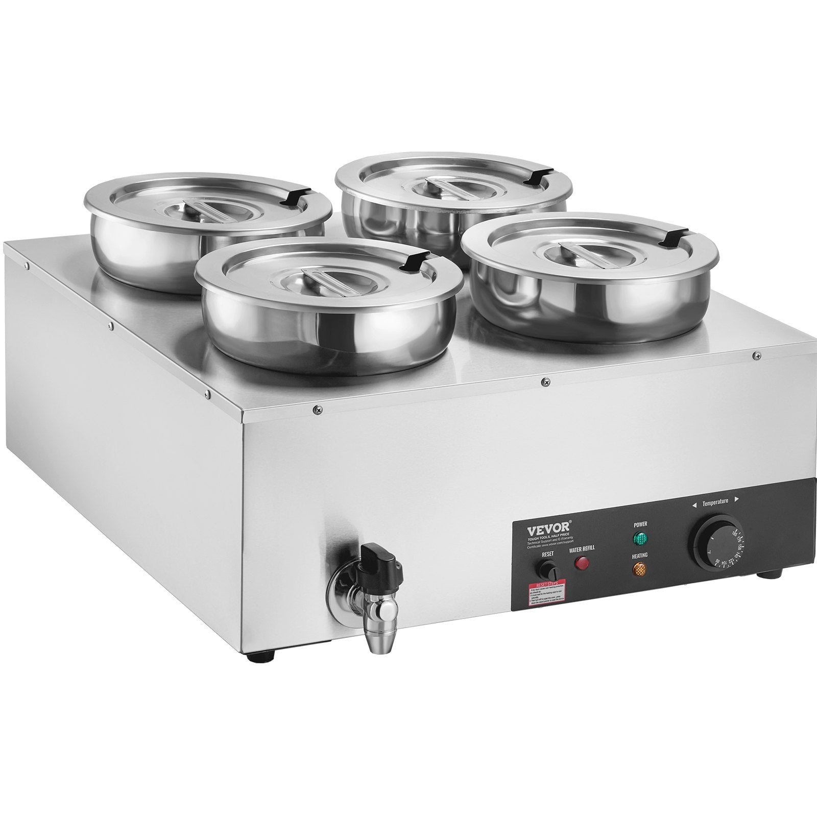 Food Warmers & Chafing Dishes: VEVOR Commercial Soup Warmer Soup Station with 4*7.4Qt Pot Soup Kettle Warmer