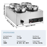 Food Warmers & Chafing Dishes: VEVOR Commercial Soup Warmer Soup Station with 4*7.4Qt Pot Soup Kettle Warmer