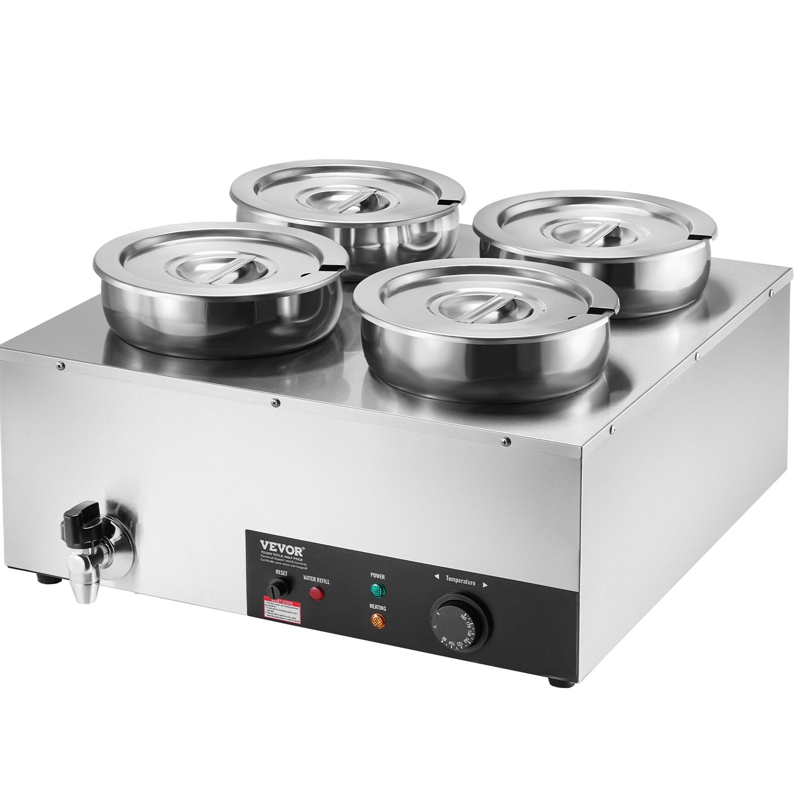 Food Warmers & Chafing Dishes: VEVOR Commercial Soup Warmer Soup Station with 4*7.4Qt Pot Soup Kettle Warmer