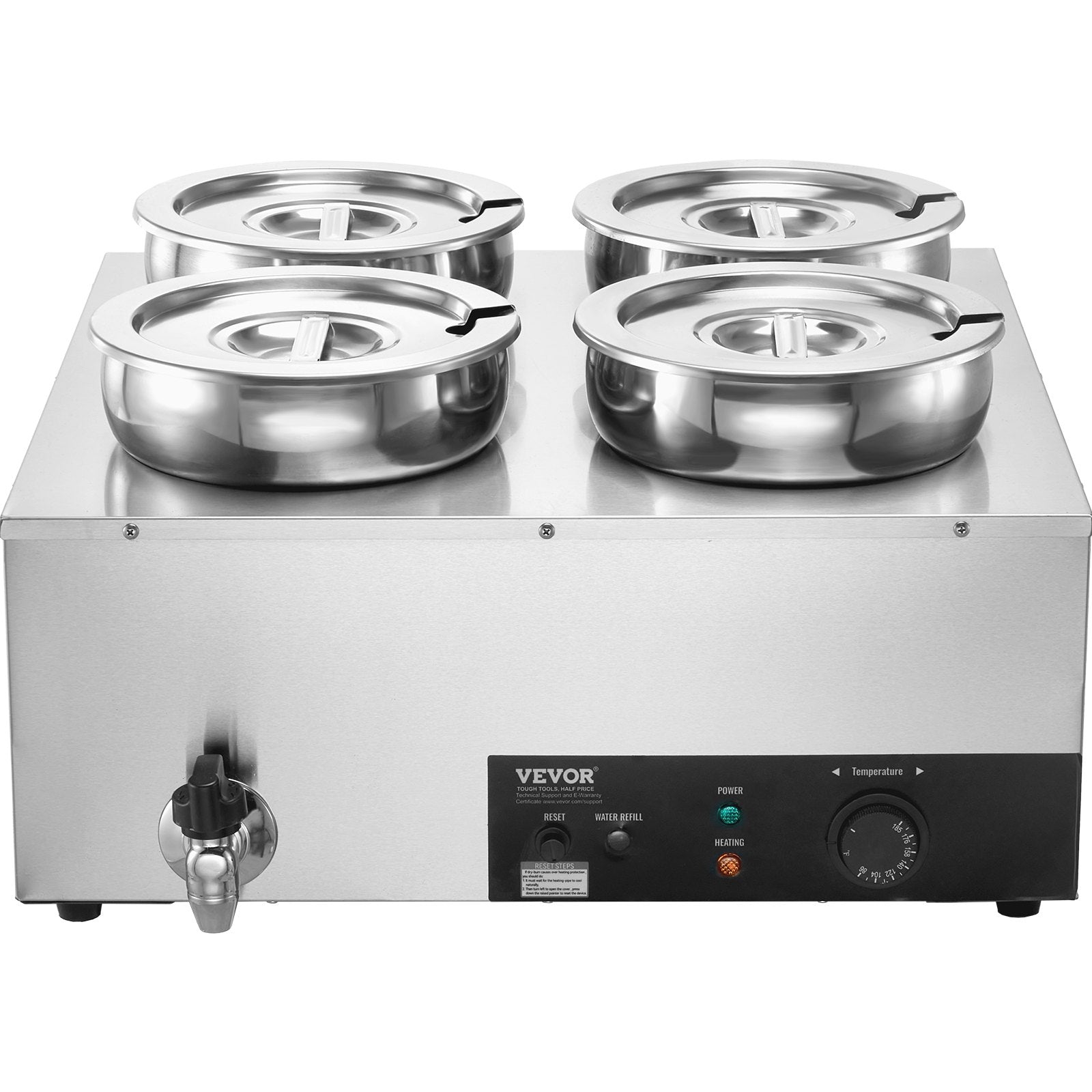 Food Warmers & Chafing Dishes: VEVOR Commercial Soup Warmer Soup Station with 4*7.4Qt Pot Soup Kettle Warmer