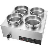 Food Warmers & Chafing Dishes: VEVOR Commercial Soup Warmer Soup Station with 4*7.4Qt Pot Soup Kettle Warmer