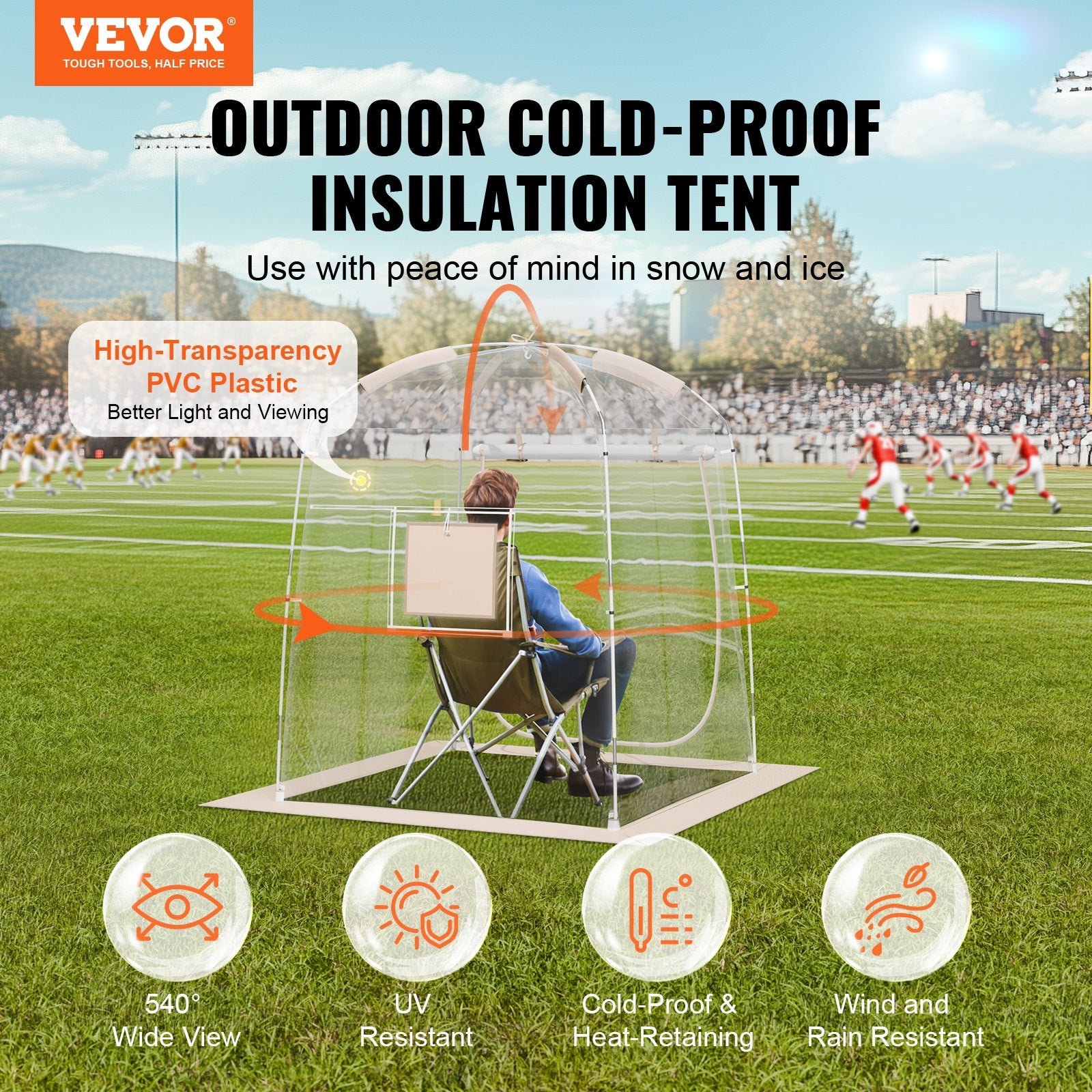 Tents: VEVOR Sports Tent Instant Tent Shelter Weather Proof 1 Person Clear Bubble Tent