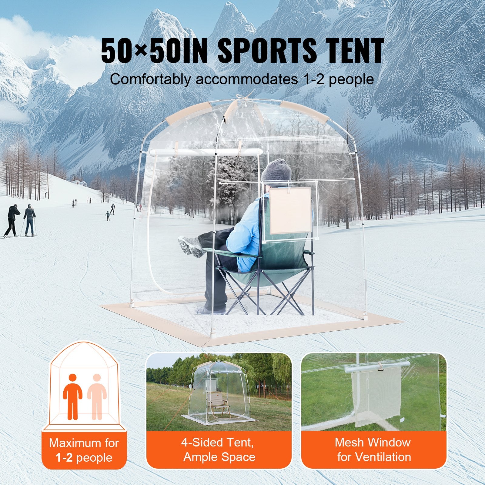 Tents: VEVOR Sports Tent Instant Tent Shelter Weather Proof 1 Person Clear Bubble Tent