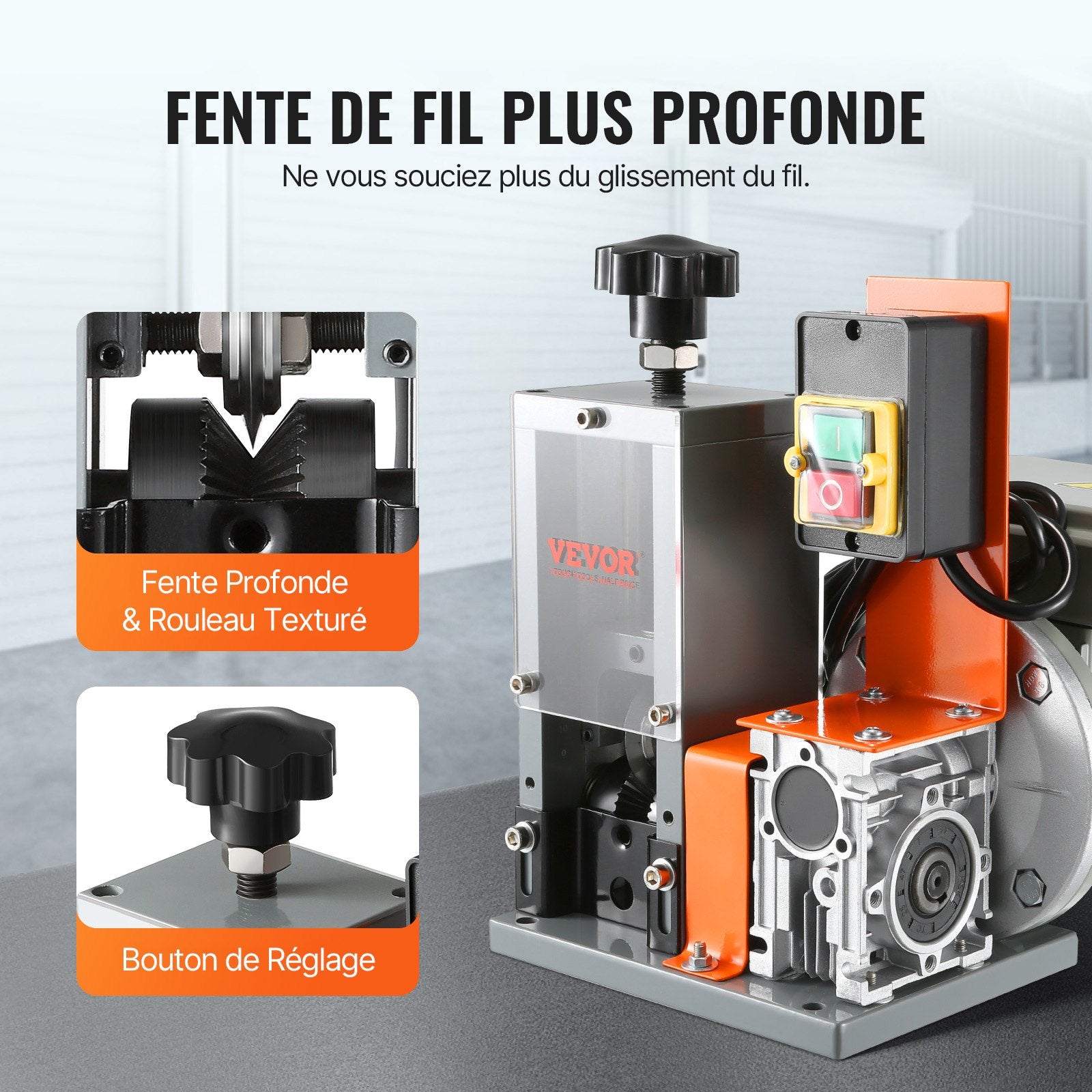 Automatic Wire Stripping Machine, 0.06''-1.18'' Electric Motorized Cable Stripper, 180 W, 60 ft/min Wire Peeler with Visible Stripping Depth Reference, for Scrap Copper Recycling