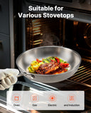 Food Warmers & Chafing Dishes: VEVOR Tri-Ply Stainless Steel Frying Pan, 3 Piece (240, 280, 320 mm), Cooking Skillet with Heat-Resistant Handle, Chef's Kitchen Cookware, Oven, Gas, Electric, Induction, Dishwasher Compatible, Silver