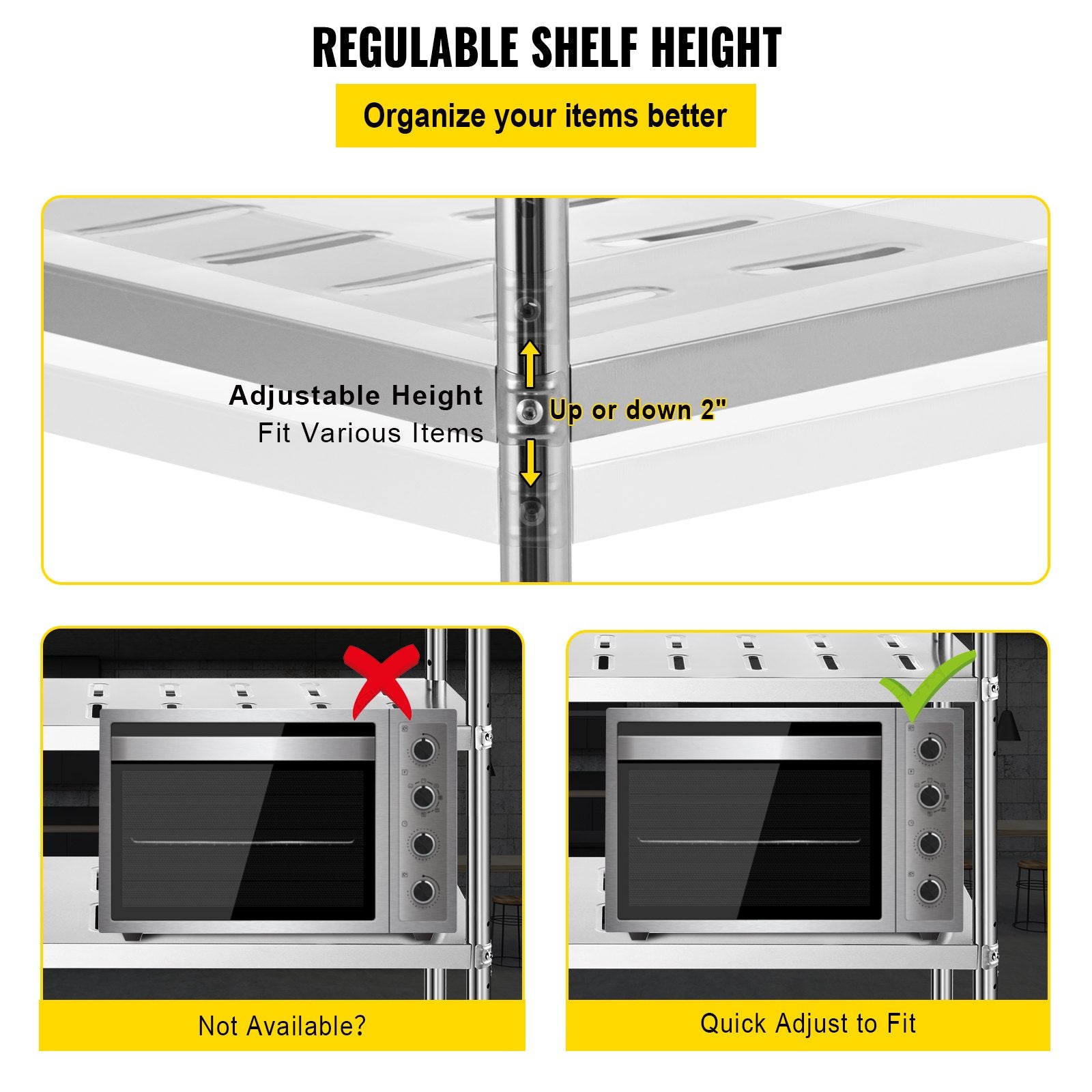 Kitchen & Bathroom DIY: VEVOR Garage Shelf Heavy Duty Shelving 4-Tier 150x45x155cm Stainless Steel