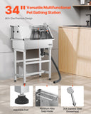 Basketball & Basketball Accessories: VEVOR 86.4 cm Stainless Steel Dog Washing Station, Pet Grooming Tub with Hot & Cold Faucet, Showerhead, Storage Rack, No-Bend All-in-One Bathtub, Home Wash Sink, Fits Small Cats and Dogs