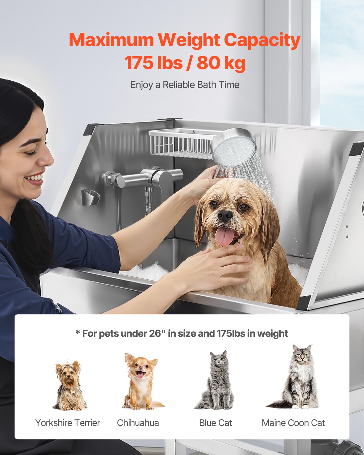Basketball & Basketball Accessories: VEVOR 86.4 cm Stainless Steel Dog Washing Station, Pet Grooming Tub with Hot & Cold Faucet, Showerhead, Storage Rack, No-Bend All-in-One Bathtub, Home Wash Sink, Fits Small Cats and Dogs