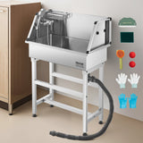 Basketball & Basketball Accessories: VEVOR 86.4 cm Stainless Steel Dog Washing Station, Pet Grooming Tub with Hot & Cold Faucet, Showerhead, Storage Rack, No-Bend All-in-One Bathtub, Home Wash Sink, Fits Small Cats and Dogs