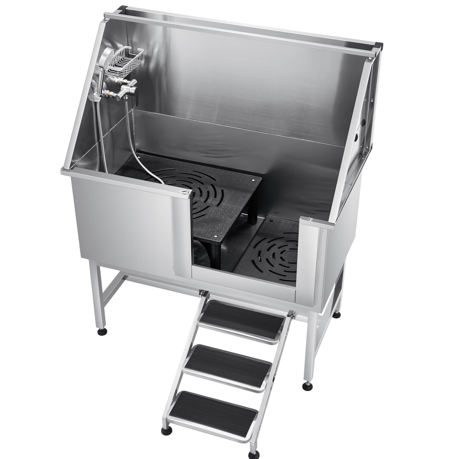 Pet Grooming Supplies: VEVOR 127 cm Dog Grooming Bath Tub Stainless Steel w Stairs Water Filter
