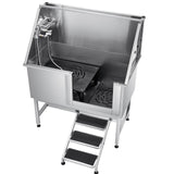 Pet Grooming Supplies: VEVOR 127 cm Dog Grooming Bath Tub Stainless Steel w Stairs Water Filter