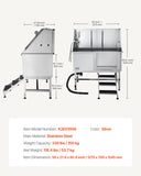 Pet Grooming Supplies: VEVOR 127 cm Dog Grooming Bath Tub Stainless Steel w Stairs Water Filter