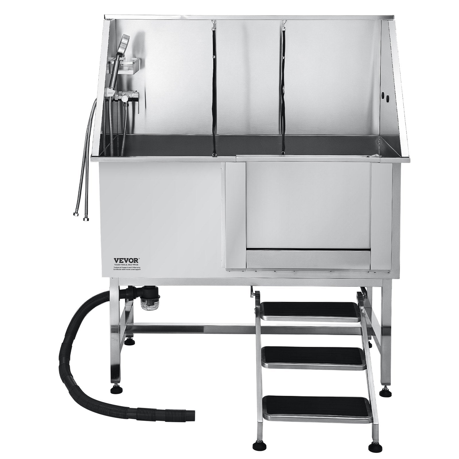 Pet Grooming Supplies: VEVOR 127 cm Dog Grooming Bath Tub Stainless Steel w Stairs Water Filter