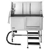 Pet Grooming Supplies: VEVOR 127 cm Dog Grooming Bath Tub Stainless Steel w Stairs Water Filter
