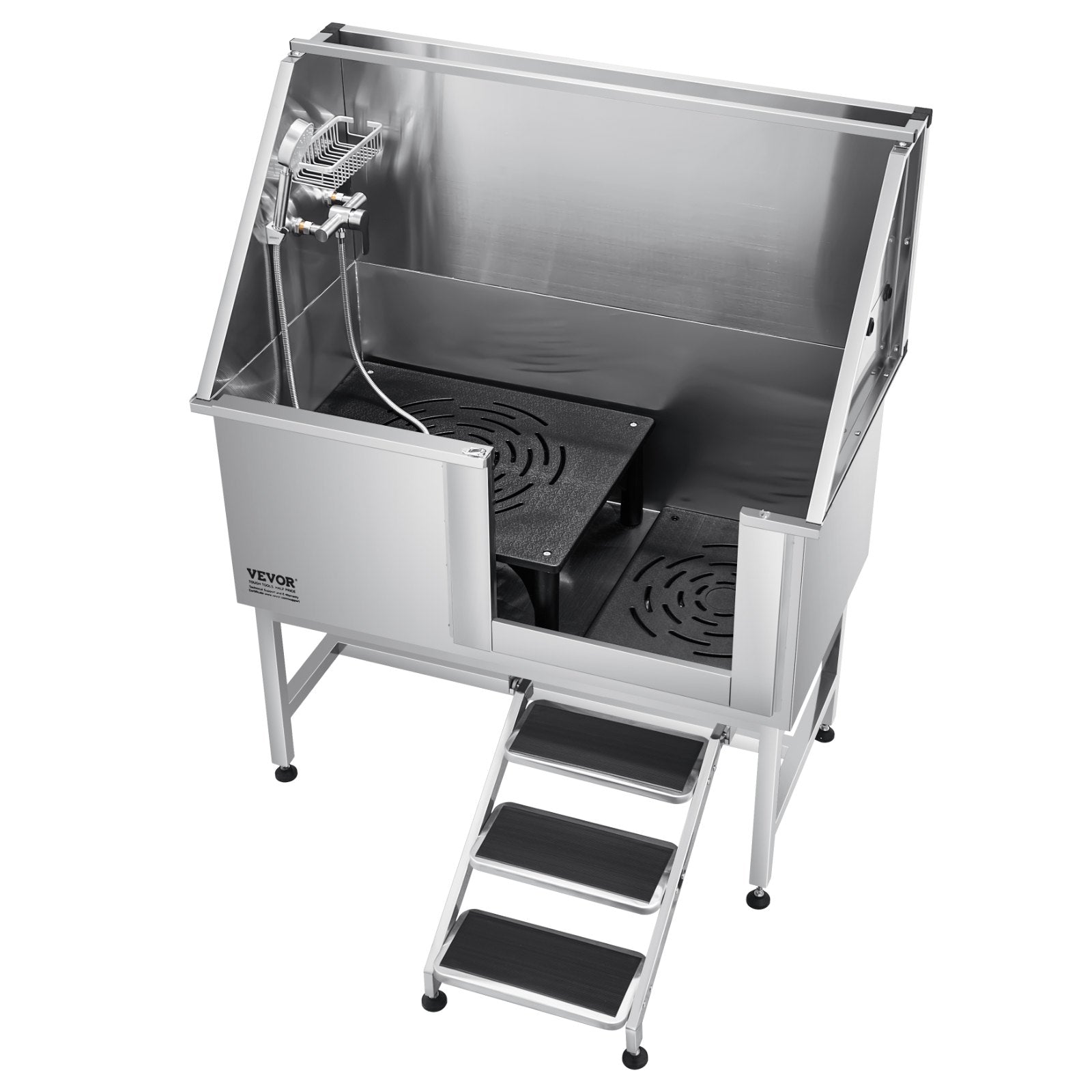 Pet Grooming Supplies: VEVOR 127 cm Dog Grooming Bath Tub Stainless Steel w Stairs Water Filter