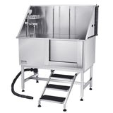 Pet Grooming Supplies: VEVOR 127 cm Dog Grooming Bath Tub Stainless Steel w Stairs Water Filter