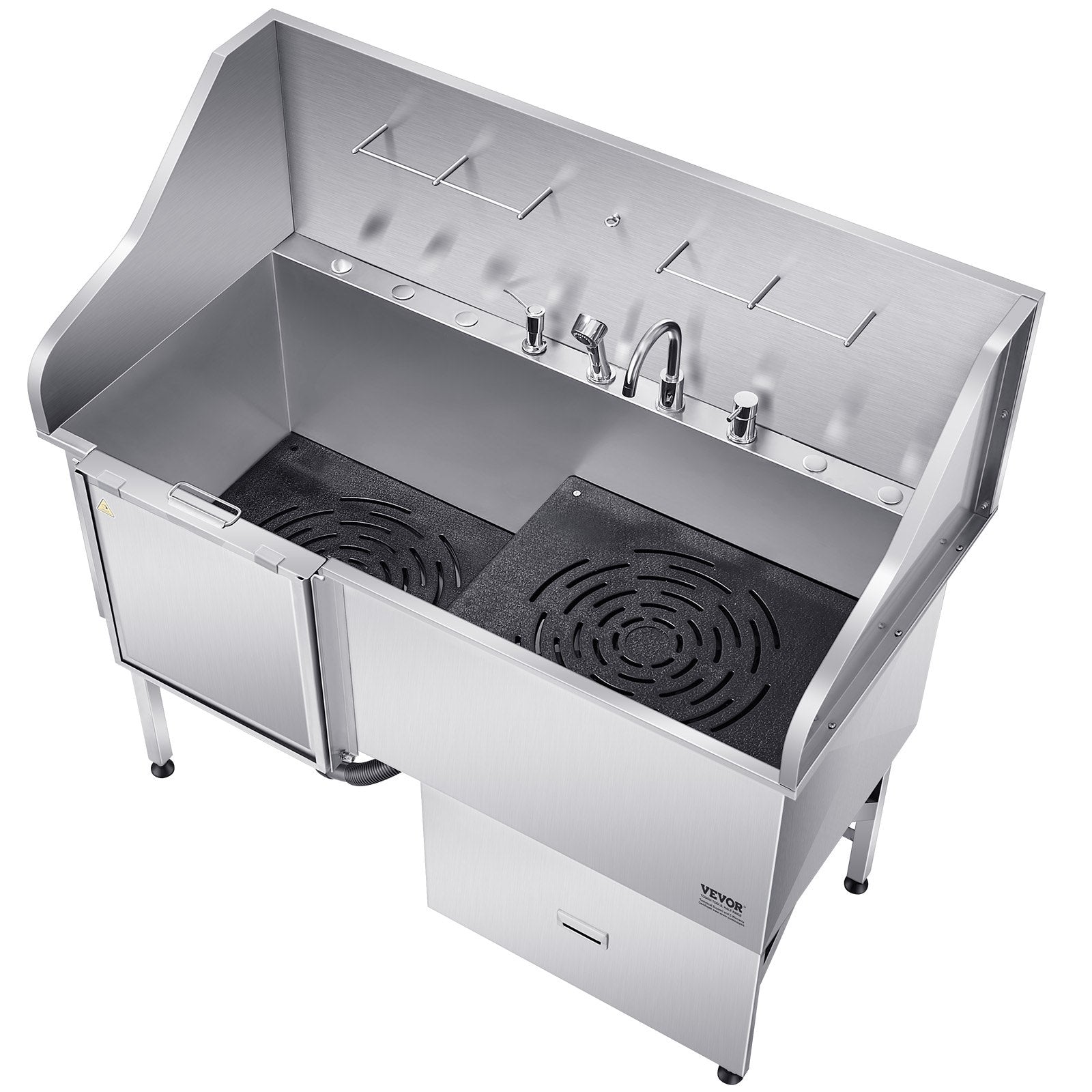 Pet Grooming Supplies: VEVOR 155 cm Dog Grooming Bath Tub Stainless Steel w Ramp Water Filter Left