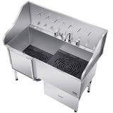 Pet Grooming Supplies: VEVOR 155 cm Dog Grooming Bath Tub Stainless Steel w Ramp Water Filter Left