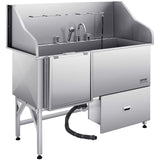 Pet Grooming Supplies: VEVOR 155 cm Dog Grooming Bath Tub Stainless Steel w Ramp Water Filter Left