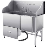 Pet Grooming Supplies: VEVOR 155 cm Dog Grooming Bath Tub Stainless Steel w Ramp Water Filter