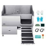 Pet Grooming Supplies: VEVOR 155 cm Dog Grooming Bath Tub Stainless Steel w Ramp Water Filter