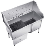 Pet Grooming Supplies: VEVOR 155 cm Dog Grooming Bath Tub Stainless Steel w Ramp Water Filter