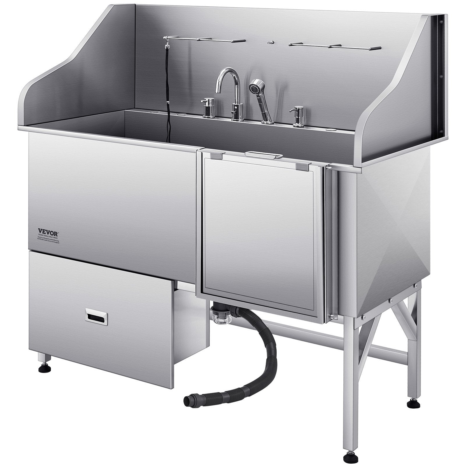 Pet Grooming Supplies: VEVOR 155 cm Dog Grooming Bath Tub Stainless Steel w Ramp Water Filter