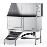 Dog Bowls, Feeders & Waterers: VEVOR 1.57M Pet Dog Bathing Station w/Ramp, Professional Stainless Steel Dog Grooming Tub w/ Soap Box, Faucet,Rich Accessory,Bathtub for Large,Medium,Small Pets, Washing Sink for Home(Left)