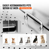Dog Bowls, Feeders & Waterers: VEVOR 1.57M Pet Dog Bathing Station w/Ramp, Professional Stainless Steel Dog Grooming Tub w/ Soap Box, Faucet,Rich Accessory,Bathtub for Large,Medium,Small Pets, Washing Sink for Home(Left)