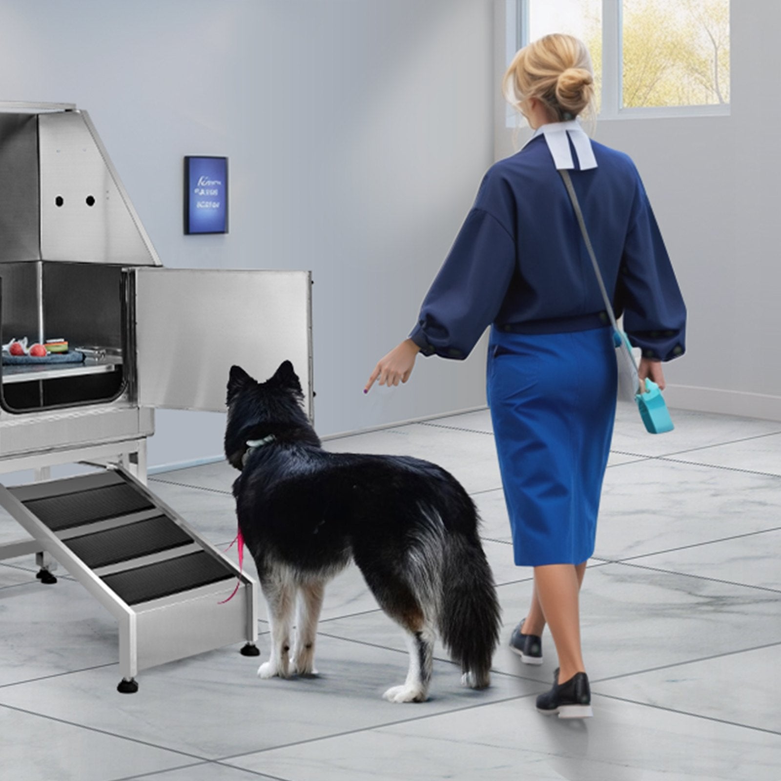 1.57M Pet Dog Bathing Station w/Ramp, Professional Stainless Steel Dog Grooming Tub w/ Soap Box, Faucet,Rich Accessory,Bathtub for Large,Medium,Small Pets, Washing Sink for Home(Left)
