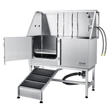 Dog Bowls, Feeders & Waterers: VEVOR 1.57M Pet Dog Bathing Station w/Ramp, Professional Stainless Steel Dog Grooming Tub w/ Soap Box, Faucet,Rich Accessory,Bathtub for Large,Medium,Small Pets, Washing Sink for Home(Left)