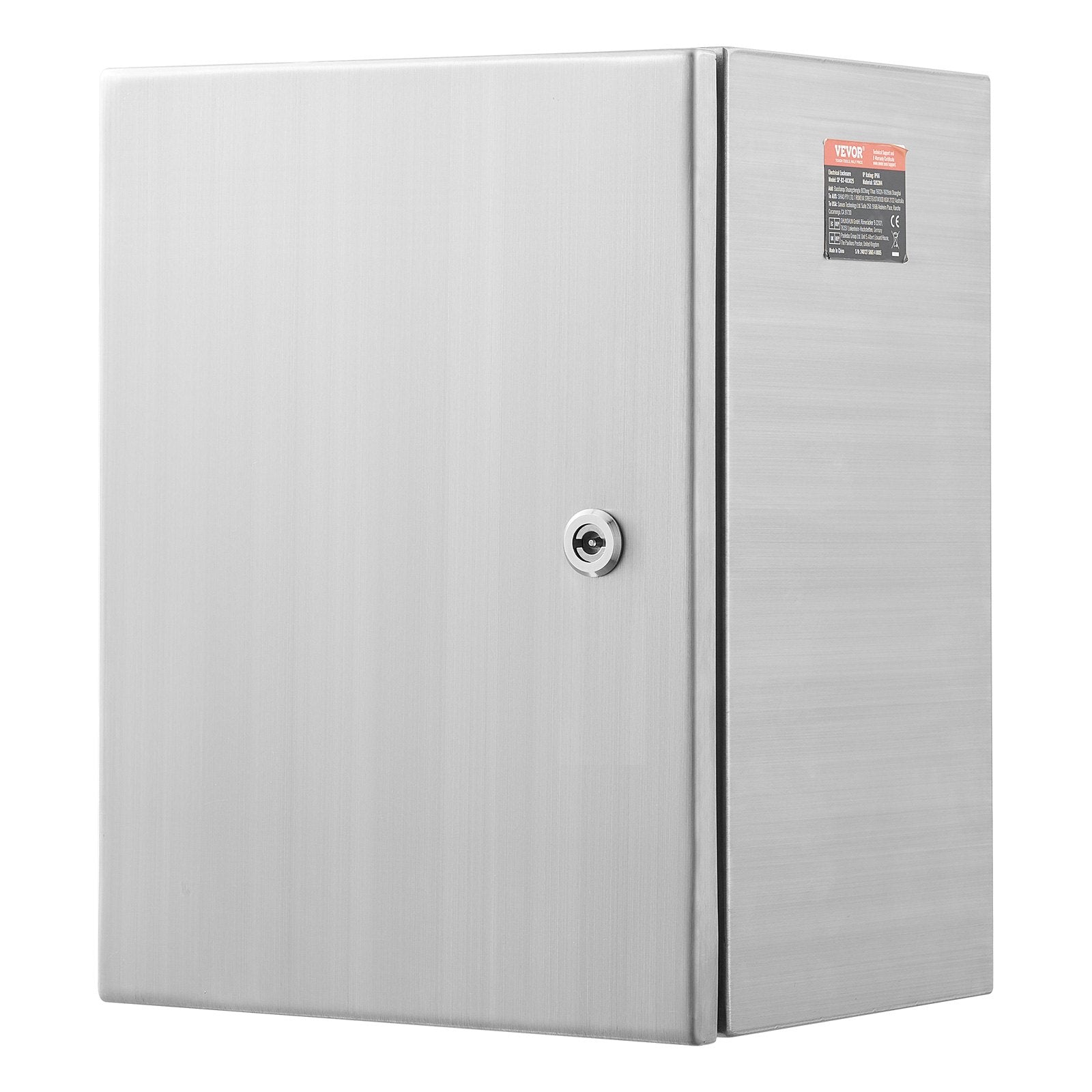 Steel Electrical Box, 40x30x25 cm, 304 Stainless Steel Electrical Enclosure Box, Wall-Mounted Outdoor Electrical Electronic Equipment Enclosure with Mounting Plate Hinges Lock, IP66 Waterproof