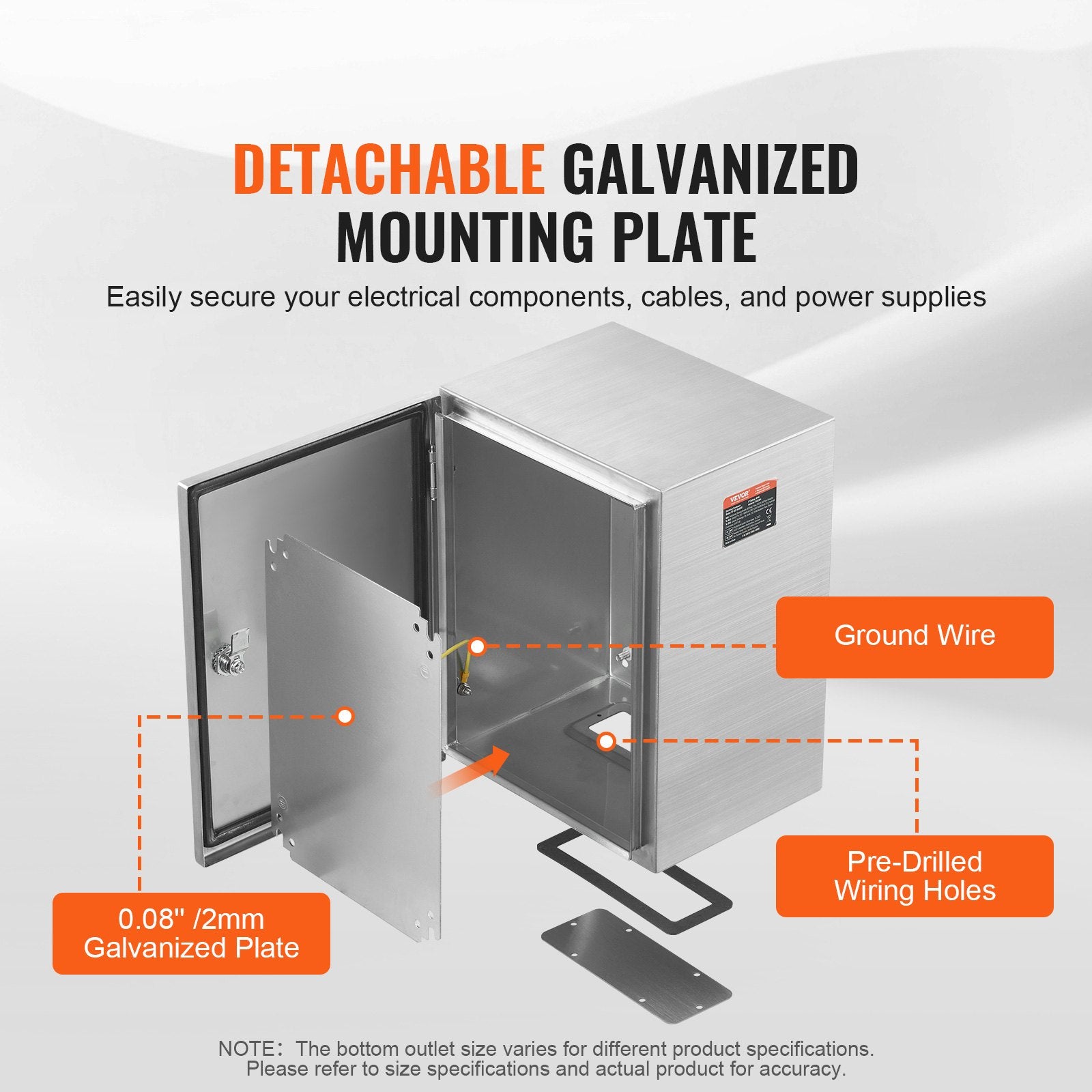 Automotive Repair & Speciality Tools: VEVOR Steel Electrical Box, 40x30x15 cm, 304 Stainless Steel Electrical Enclosure Box, Wall-Mounted Outdoor Electrical Electronic Equipment Enclosure with Mounting Plate Hinges Lock, IP66 Waterproof