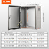 Automotive Repair & Speciality Tools: VEVOR Steel Electrical Box, 40x30x15 cm, 304 Stainless Steel Electrical Enclosure Box, Wall-Mounted Outdoor Electrical Electronic Equipment Enclosure with Mounting Plate Hinges Lock, IP66 Waterproof