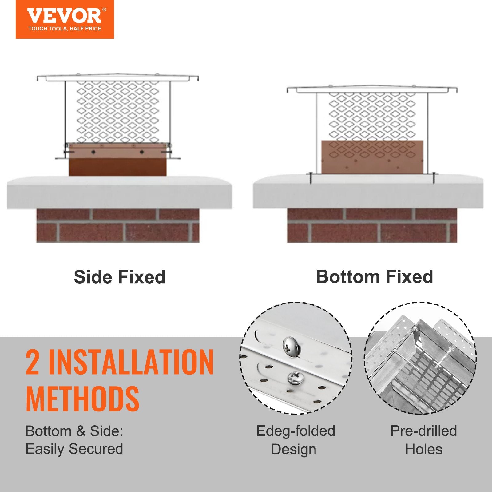 Fire Pits: VEVOR Chimney Cap 13” x 9” 304Stainless Steel Fireplace Flue Caps Cover Mesh