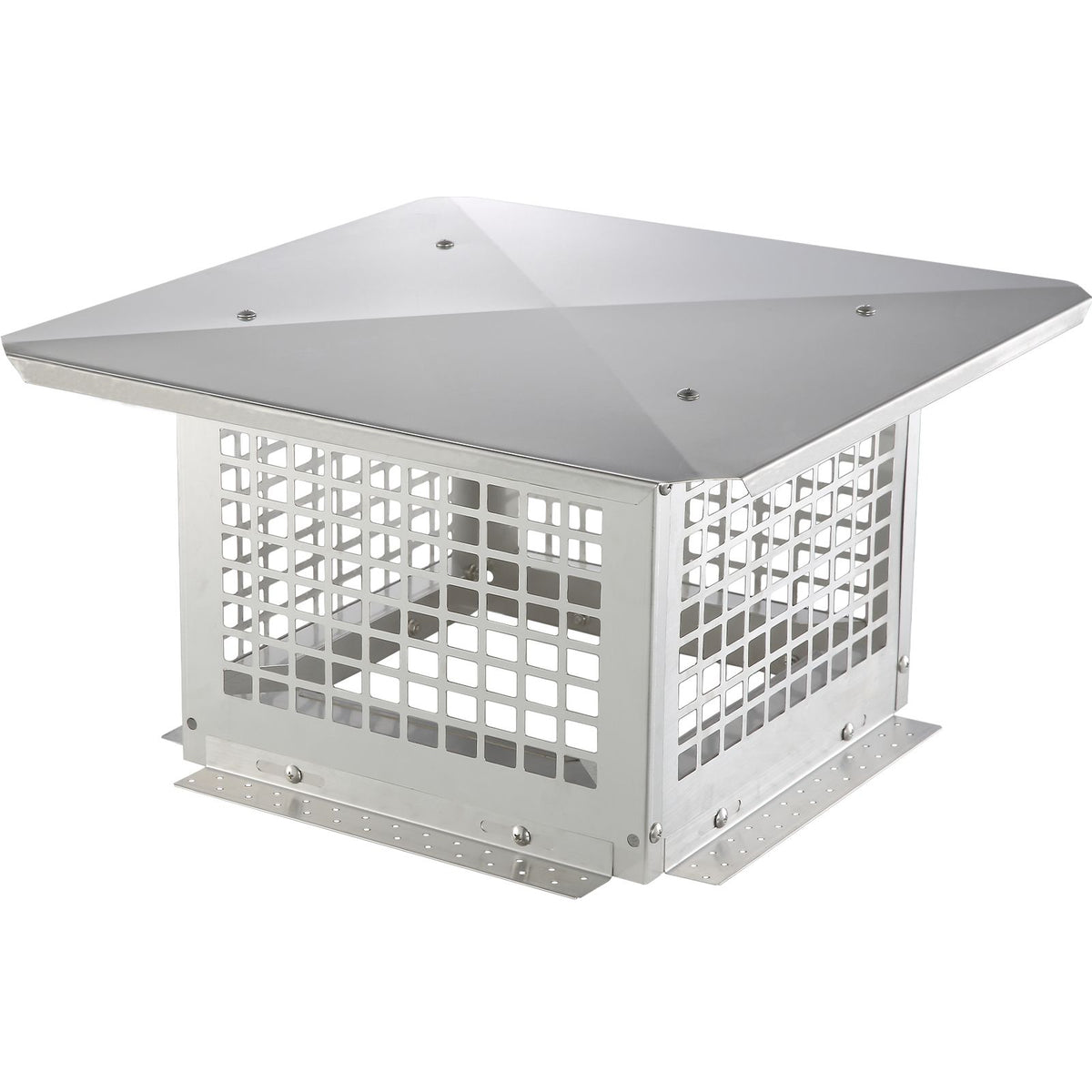 Chimney Cap 304.8 x 304.8mm, 304 Stainless Steel Fireplace Chimney Cover, Not Easily Toppled & Practical Accessories & Easy Installation, Fits Mesh Flue Covers Outside Clay Flue Shingles, Silver
