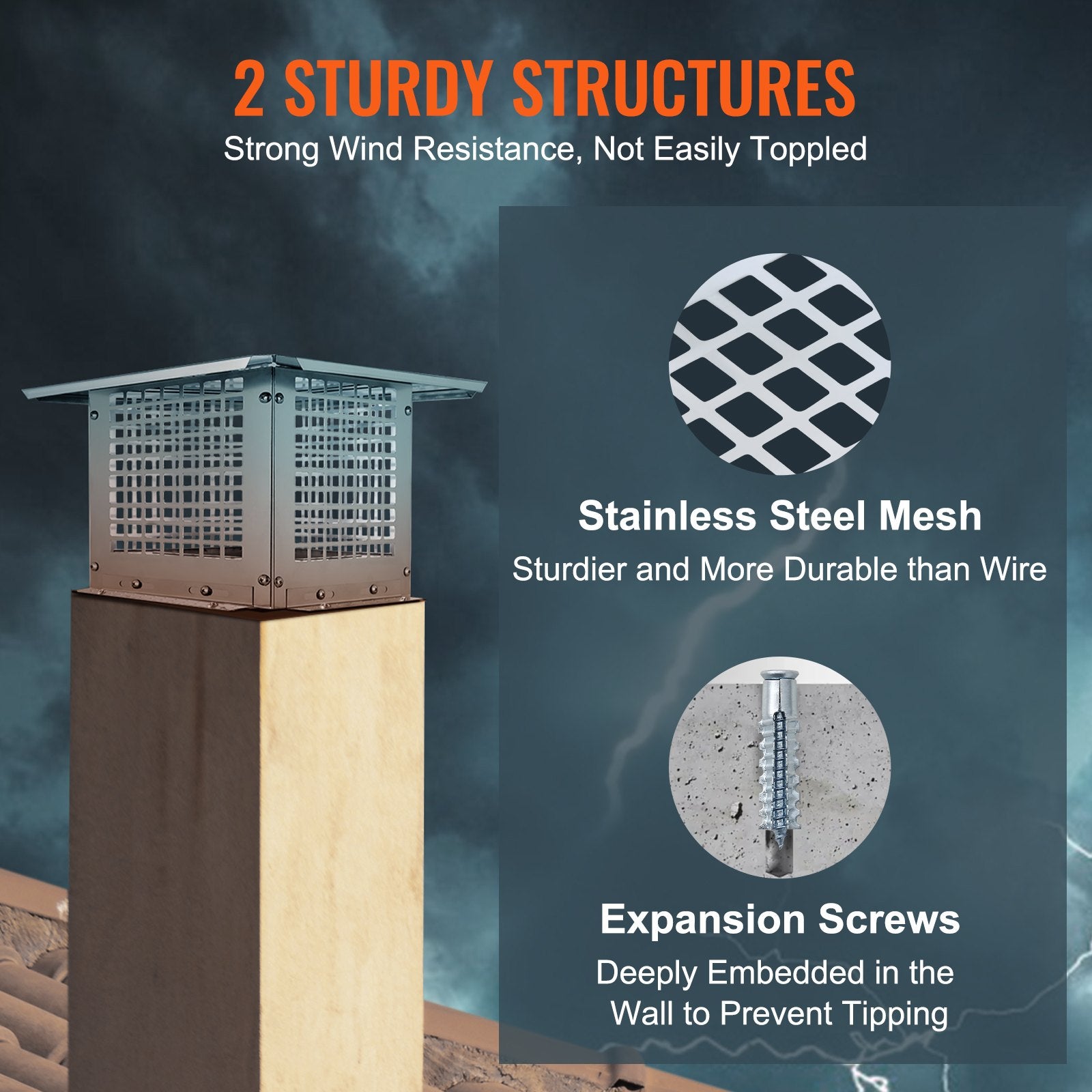 Swimming Pools: VEVOR Chimney Cap 9” x 9” 304Stainless Steel Fireplace Flue Caps Cover Mesh