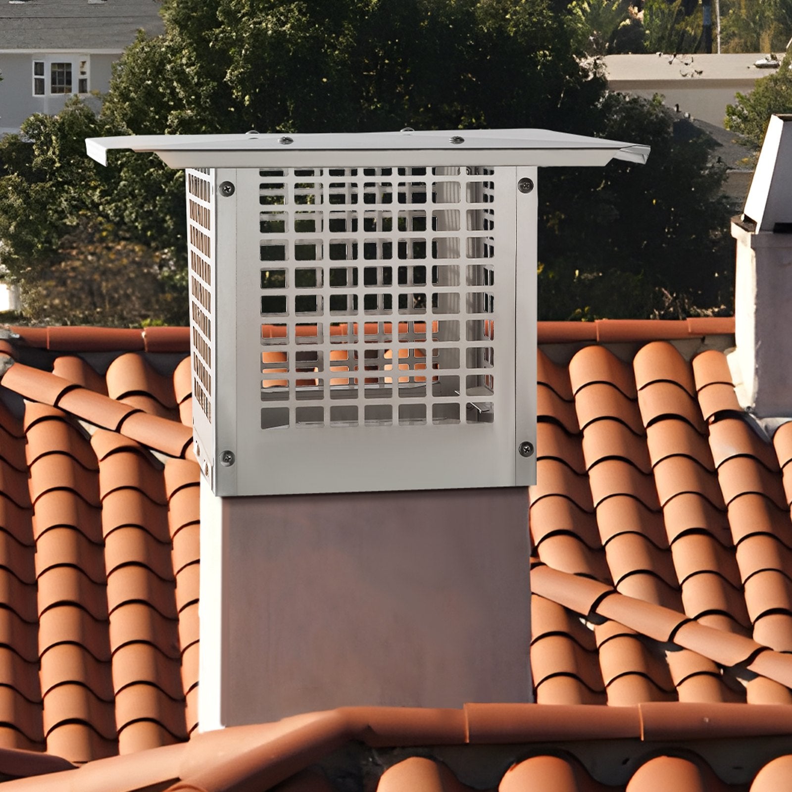Swimming Pools: VEVOR Chimney Cap 9” x 9” 304Stainless Steel Fireplace Flue Caps Cover Mesh