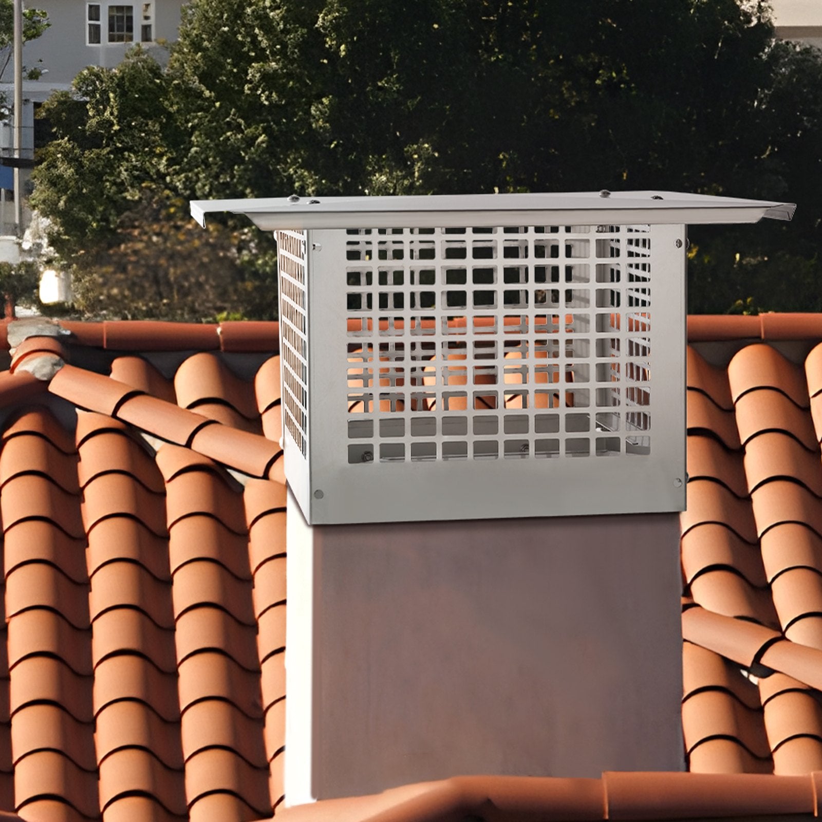 Swimming Pools: VEVOR Chimney Cap 17” x 17” 304Stainless Steel Fireplace Flue Caps Cover Mesh
