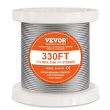 Self Care Hampers: VEVOR Wire Rope Kit, 1.59 mm 100.6 m 304 Stainless Steel Cable with 80 Sleeves and 20 Thimbles, 2KN Breaking Strength, 7 x 7 Strands Marine Aircraft Grade for Handrail Stair Decking Fence Outdoors
