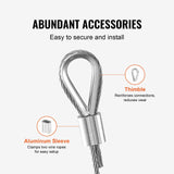 Self Care Hampers: VEVOR Wire Rope Kit, 1.59 mm 100.6 m 304 Stainless Steel Cable with 80 Sleeves and 20 Thimbles, 2KN Breaking Strength, 7 x 7 Strands Marine Aircraft Grade for Handrail Stair Decking Fence Outdoors