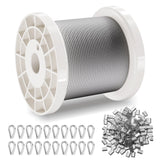 Self Care Hampers: VEVOR Wire Rope Kit, 1.59 mm 100.6 m 304 Stainless Steel Cable with 80 Sleeves and 20 Thimbles, 2KN Breaking Strength, 7 x 7 Strands Marine Aircraft Grade for Handrail Stair Decking Fence Outdoors