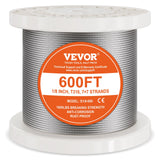 Automotive Repair & Speciality Tools: VEVOR T316 Stainless Steel Cable 3.18mm 7x7 Steel Wire Rope 182.3m Cable Railing