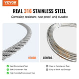 Self Care Hampers: VEVOR Wire Rope Kit, 3.18 mm 305 m 316 Stainless Steel Cable with Cutter and Gloves, 7.1KN Breaking Strength, 7x7 Strands Construction Marine Aircraft Grade for Handrail Stair Decking Fence Outdoors