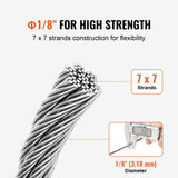 Self Care Hampers: VEVOR Wire Rope Kit, 3.18 mm 305 m 316 Stainless Steel Cable with Cutter and Gloves, 7.1KN Breaking Strength, 7x7 Strands Construction Marine Aircraft Grade for Handrail Stair Decking Fence Outdoors