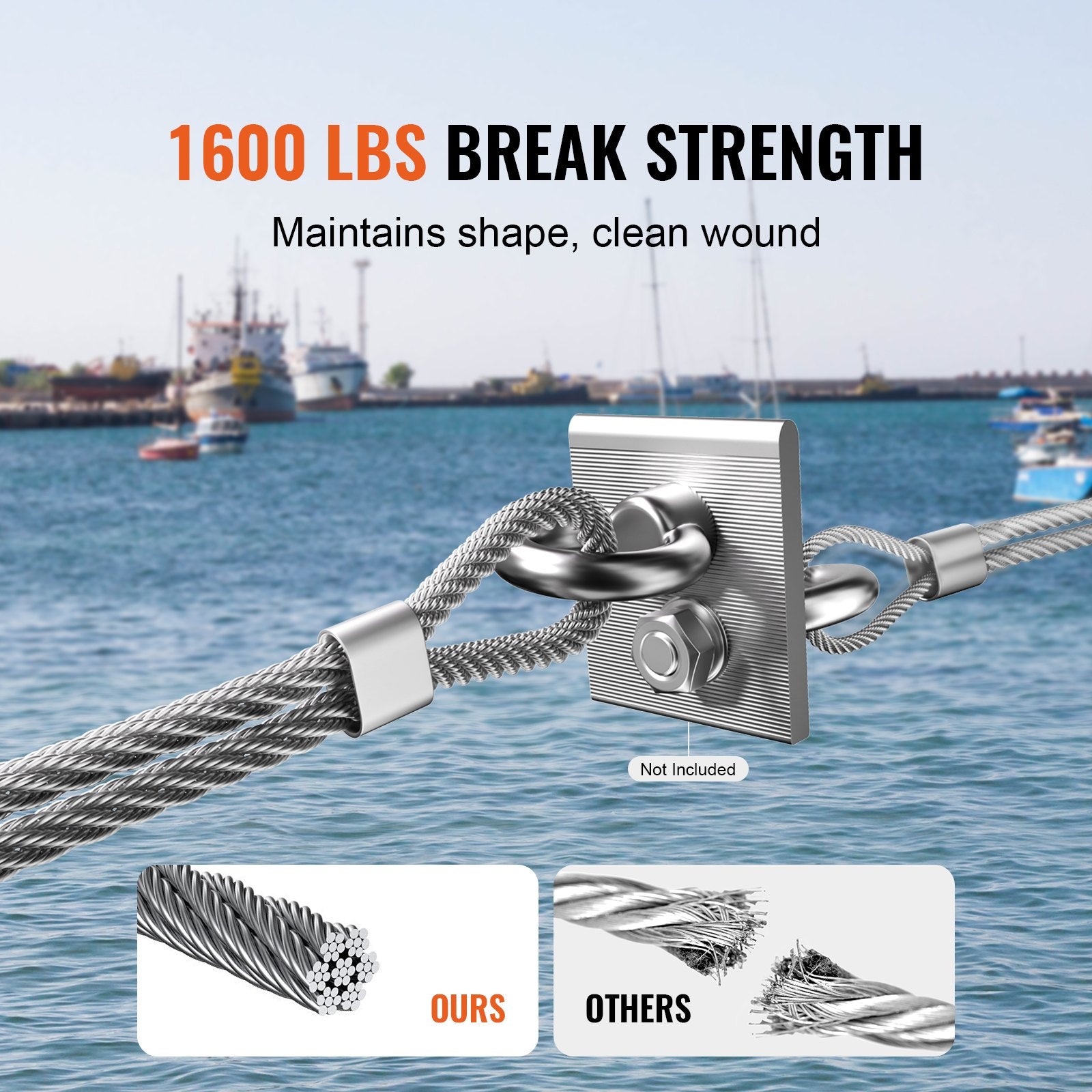 Self Care Hampers: VEVOR Wire Rope Kit, 3.18 mm 305 m 316 Stainless Steel Cable with Cutter and Gloves, 7.1KN Breaking Strength, 7x7 Strands Construction Marine Aircraft Grade for Handrail Stair Decking Fence Outdoors