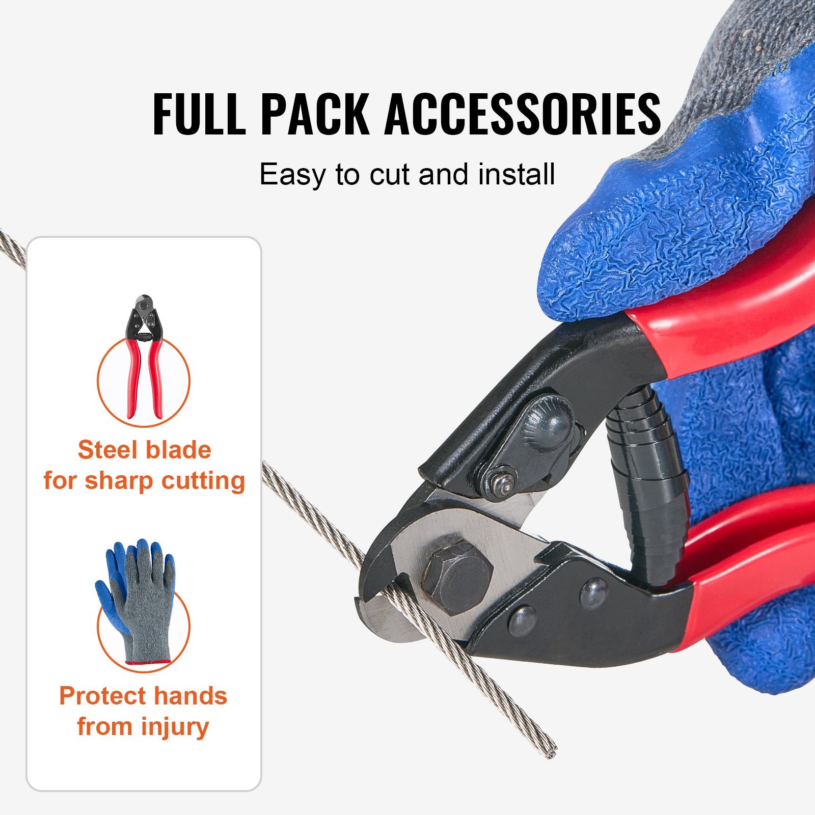 Self Care Hampers: VEVOR Wire Rope Kit, 3.18 mm 305 m 316 Stainless Steel Cable with Cutter and Gloves, 7.1KN Breaking Strength, 7x7 Strands Construction Marine Aircraft Grade for Handrail Stair Decking Fence Outdoors